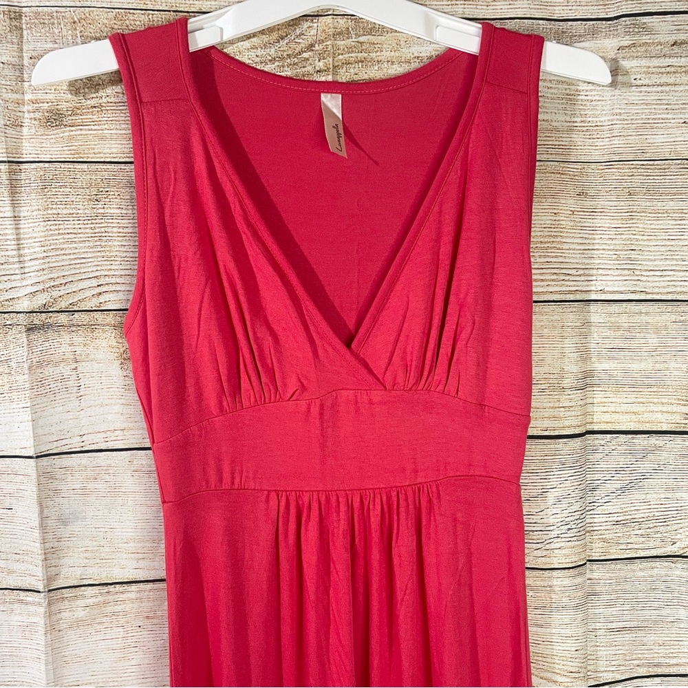 Loveappella v-neck jersey stretch orange maxi sleeveless dress Size XS pullover - Picture 4 of 9